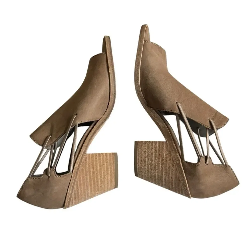 Eileen Fisher‎ Alfie Leather Cutout Sandals Shooties Womens 7.5 Minimalist